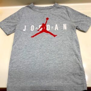 Grey, red, white Jordan shirt, boys small tee,